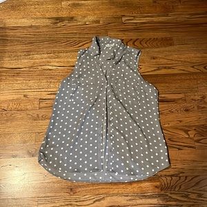 Express Gray and white polkadot blouse
